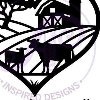 Intra απο ξύλο plywood  Χρώμα wenge 3mm-4mm πάχος - Επιτοίχια επιγραφή Cows Farm Heart, . Δίασταση 20x20 cm INTRAFABR-99708829 - Image 4