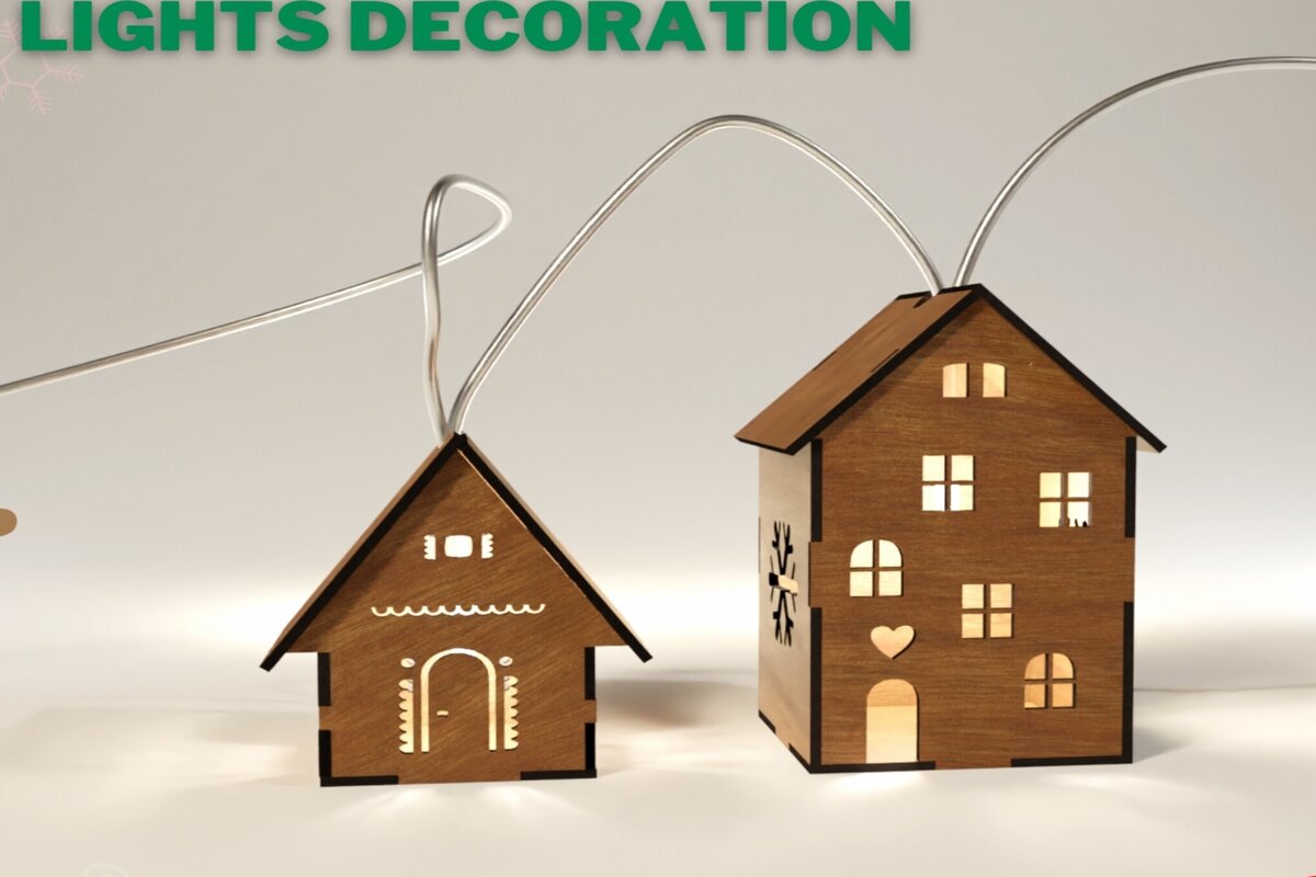 Intra απο ξύλο plywood  Χρώμα wenge 3mm-4mm πάχος - Cozy Winter Village Lights: Fi Δίασταση 4x4 cm INTRAFABR-99708061