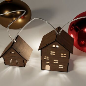 Intra απο ξύλο plywood Χρώμα wenge 3mm-4mm πάχος - Cozy Winter Village Lights: Fi Δίασταση 4x4 cm INTRAFABR-99708061 - Image 3