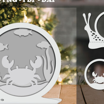 Intra απο ξύλο plywood Χρώμα wenge 3mm-4mm πάχος - Crab 3D Papercut Design Δίασταση 30x20 cm INTRAFABR-99709209 - Image 1