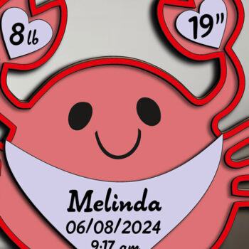 Intra απο ξύλο plywood  Χρώμα wenge 3mm-4mm πάχος - Laser Ανακοίνωση Γέννησης Μωρού Καβούρι Δίασταση 30x20 cm INTRAFABR-99709254 - Image 1