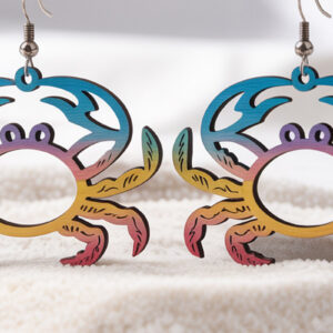 Intra απο ξύλο plywood  Χρώμα wenge 3mm-4mm πάχος - Crab Beach Earrings Δίασταση 3x3 cm INTRAFABR-99709287