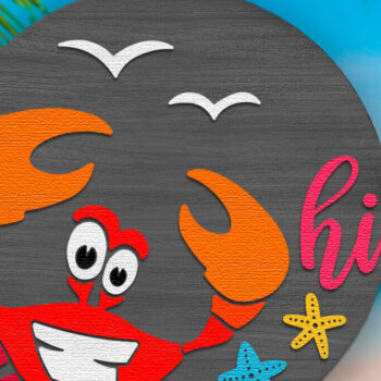 Intra απο ξύλο plywood Χρώμα wenge 3mm-4mm πάχος - Crab Hi , Summer Door Sign Cut File Δίασταση 30x20 cm INTRAFABR-99708119 - Image 2