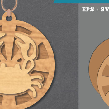 Intra απο ξύλο plywood  Χρώμα wenge 3mm-4mm πάχος - Στολίδι με καβουριών 2 Δίασταση 6x6 cm INTRAFABR-99708315 - Image 1