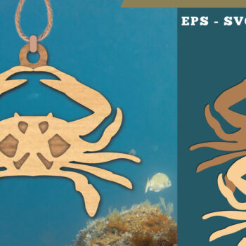 Intra απο ξύλο plywood  Χρώμα wenge 3mm-4mm πάχος - Στολίδι κοπής με λέιζερ καβούρι Δίασταση 6x6 cm INTRAFABR-99708362 - Image 1