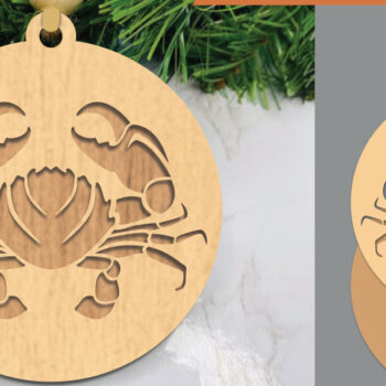 Intra απο ξύλο plywood  Χρώμα wenge 3mm-4mm πάχος - Στολίδι κοπής με λέιζερ καβούρι Δίασταση 6x6 cm INTRAFABR-99708014 - Image 1