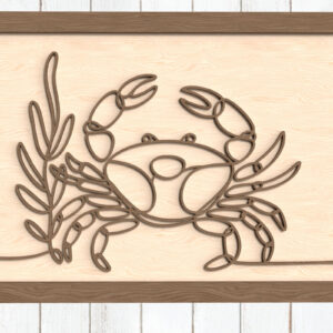 Intra απο ξύλο plywood  Χρώμα wenge 3mm-4mm πάχος - Crab Line Art Δίασταση 6x6 cm INTRAFABR-111323212