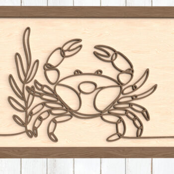 Intra απο ξύλο plywood Χρώμα wenge 3mm-4mm πάχος - Crab Line Art Δίασταση 6x6 cm INTRAFABR-111323212 - Image 1