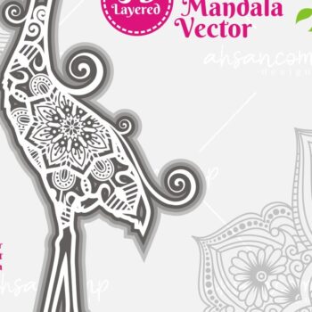 Intra απο ξύλο plywood  Χρώμα wenge 3mm-4mm πάχος - Γερανός Mandala διάνυσμα #3 3D με στρώματα Δίασταση 30x30 cm INTRAFABR-111323442 - Image 1