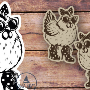 Intra απο ξύλο plywood  Χρώμα wenge 3mm-4mm πάχος - Crazy Chicken Earrings | Glowforge Laser Δίασταση 3x3 cm INTRAFABR-111323794