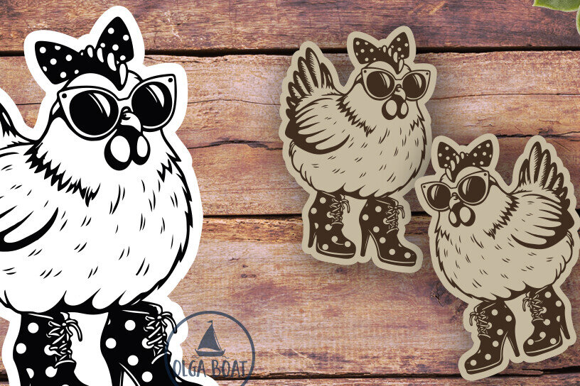 Intra απο ξύλο plywood  Χρώμα wenge 3mm-4mm πάχος - Crazy Chicken Earrings | Glowforge Laser Δίασταση 3x3 cm INTRAFABR-111323794