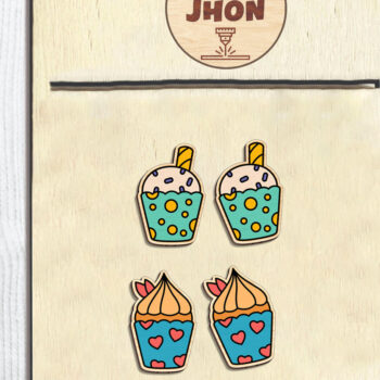 Intra απο ξύλο plywood  Χρώμα wenge 3mm-4mm πάχος - Κρέμα καρφωτικό σκουλαρίκι κομμένο Δίασταση 3x3 cm INTRAFABR-111323146 - Image 2