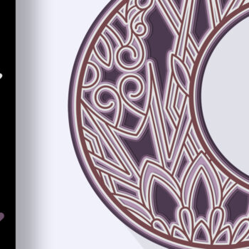 Intra απο ξύλο plywood  Χρώμα wenge 3mm-4mm πάχος - Crescent Moon Mandala 3D Layered Δίασταση 30x30 cm INTRAFABR-117774952 - Image 1