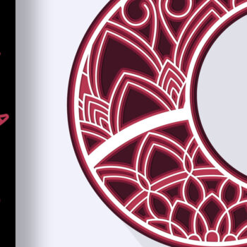 Intra απο ξύλο plywood Χρώμα wenge 3mm-4mm πάχος - Crescent Moon Mandala 3D Multilayer Δίασταση 30x30 cm INTRAFABR-93406861 - Image 1