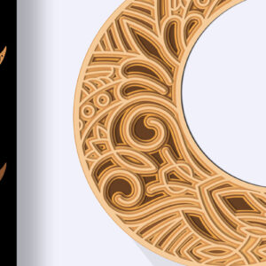 Intra απο ξύλο plywood  Χρώμα wenge 3mm-4mm πάχος - Crescent Moon Mandala 3D Multilayer Δίασταση 30x30 cm INTRAFABR-113392655
