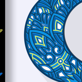 Intra απο ξύλο plywood Χρώμα wenge 3mm-4mm πάχος - αποκοπής 3D Crescent Moon Mandala Δίασταση 30x30 cm INTRAFABR-113201034 - Image 1