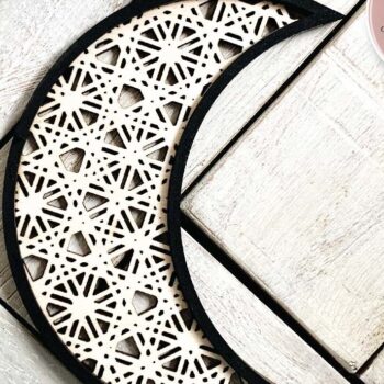 Intra απο ξύλο plywood Χρώμα wenge 3mm-4mm πάχος - Crescent Moon Rattan Laser Δίασταση 20x20 cm INTRAFABR-44665867 - Image 2