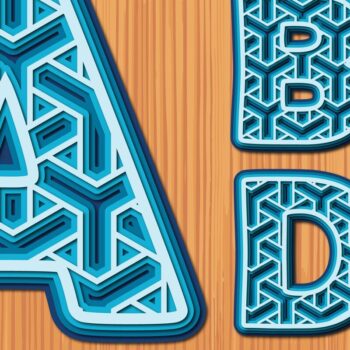 Intra απο ξύλο plywood  Χρώμα wenge 3mm-4mm πάχος - Πακέτο Cricut Alphabet a-Z Layer Δίασταση 20x20 cm INTRAFABR-59779505 - Image 1