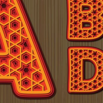 Intra απο ξύλο plywood  Χρώμα wenge 3mm-4mm πάχος - Πακέτο Cricut Alphabet a-Z Layer Δίασταση 20x20 cm INTRAFABR-36893336 - Image 1