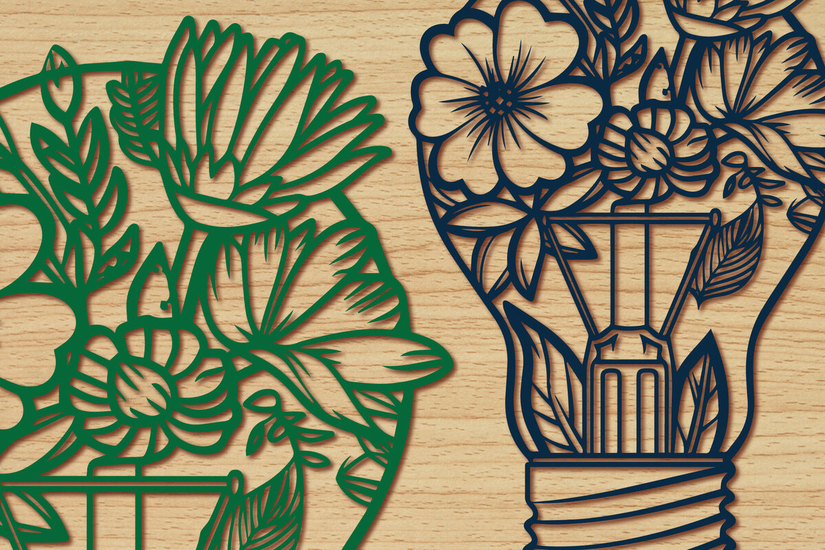 Intra απο ξύλο plywood  Χρώμα wenge 3mm-4mm πάχος - Σετ ποδήλατο Cricut με λουλούδια Δίασταση 4x4 cm INTRAFABR-4042839