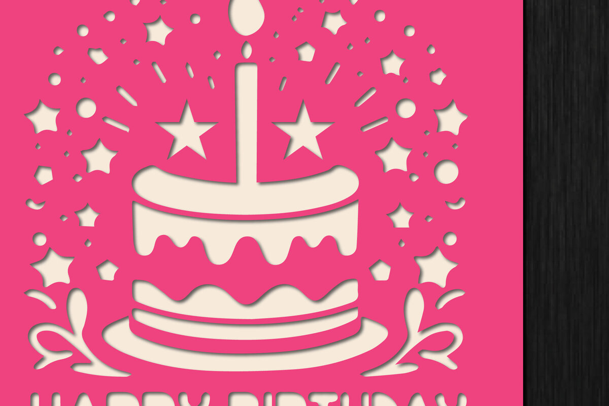 Intra απο ξύλο plywood  Χρώμα wenge 3mm-4mm πάχος - Κάρτα γενεθλίων Cricut Paper Cut Δίασταση 20x20 cm INTRAFABR-4953286