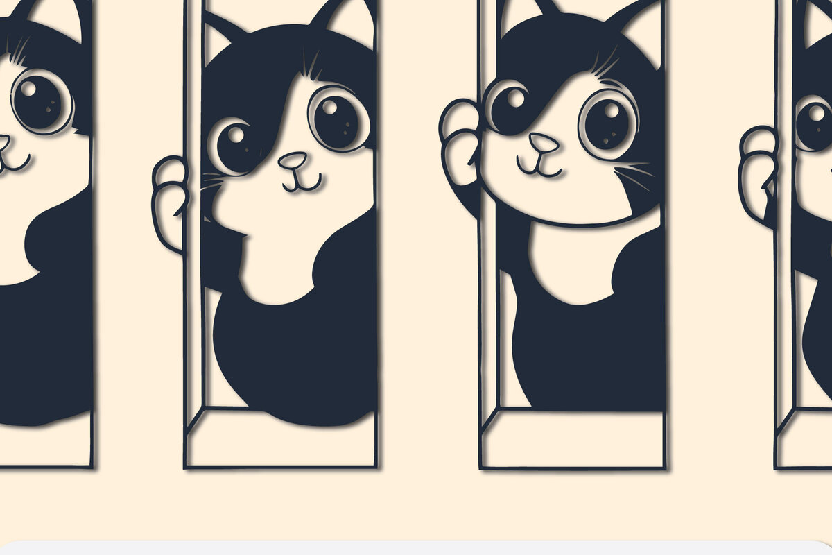 Intra απο ξύλο plywood  Χρώμα wenge 3mm-4mm πάχος - Γάτα Cricut που κρυφοκοιτάζει από ένα παράθυρο Δίασταση 4x4 cm INTRAFABR-86342712