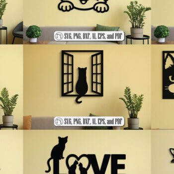 Intra απο ξύλο plywood  Χρώμα wenge 3mm-4mm πάχος - Πακέτο Cricut Cats Art Decor για τοίχους Δίασταση 4x4 cm INTRAFABR-86342827 - Image 1