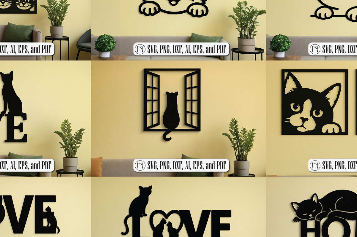 Intra απο ξύλο plywood  Χρώμα wenge 3mm-4mm πάχος - Πακέτο Cricut Cats Art Decor για τοίχους Δίασταση 4x4 cm INTRAFABR-86342827