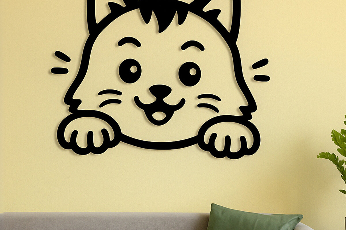 Intra απο ξύλο plywood  Χρώμα wenge 3mm-4mm πάχος - Cricut Cats Art Decor Cut File Δίασταση 4x4 cm INTRAFABR-114667515