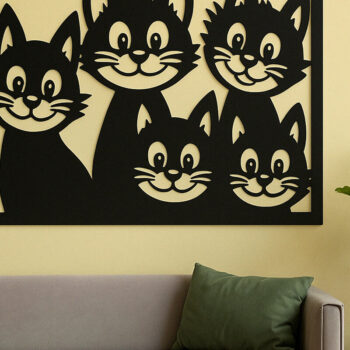 Intra απο ξύλο plywood Χρώμα wenge 3mm-4mm πάχος - Cricut Cats Art Decor Cut File Δίασταση 4x4 cm INTRAFABR-114667554 - Image 1
