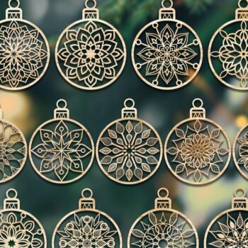 Intra απο ξύλο plywood  Χρώμα wenge 3mm-4mm πάχος - Cricut Χριστουγεννιάτικες Μπάλες Δαντέλα στολίδι Δίασταση 6x6 cm INTRAFABR-110275137 - Image 1