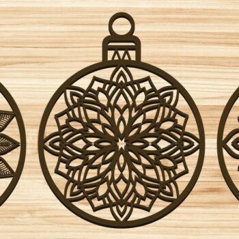 Intra απο ξύλο plywood  Χρώμα wenge 3mm-4mm πάχος - Cricut Χριστουγεννιάτικες Μπάλες Δαντέλα στολίδι Δίασταση 6x6 cm INTRAFABR-110275137 - Image 2