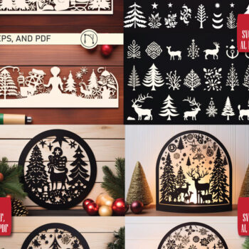 Intra απο ξύλο plywood  Χρώμα wenge 3mm-4mm πάχος - Cricut Christmas Decor Mega Bundle Δίασταση 4x4 cm INTRAFABR-124548980 - Image 1