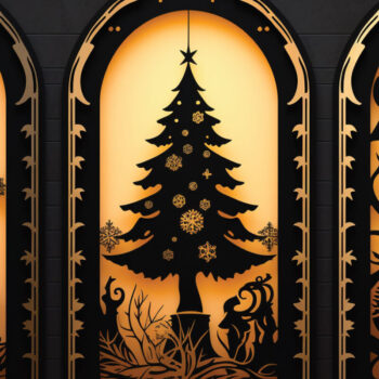 Intra απο ξύλο plywood  Χρώμα wenge 3mm-4mm πάχος - Πακέτο Χριστουγεννιάτικων Πόρτων Cricut Δίασταση 6x6 cm INTRAFABR-124548912 - Image 1