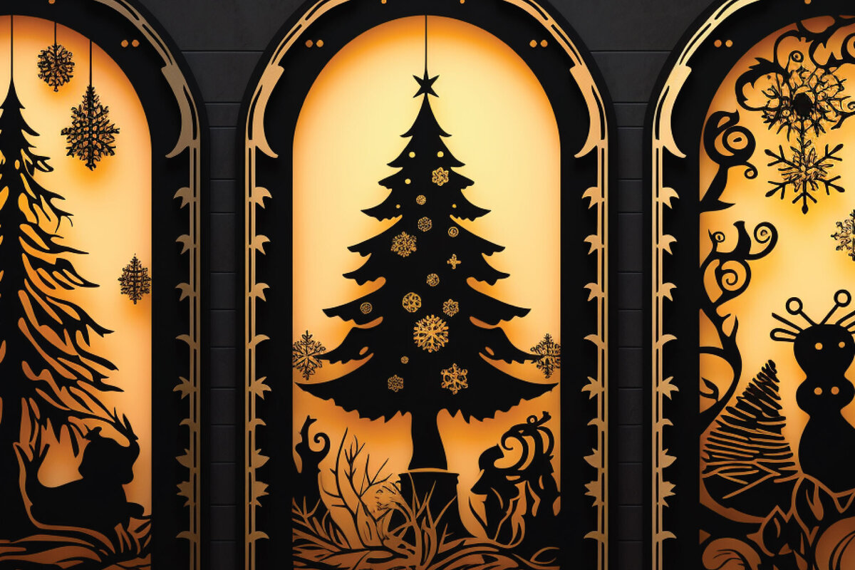 Intra απο ξύλο plywood  Χρώμα wenge 3mm-4mm πάχος - Πακέτο Χριστουγεννιάτικων Πόρτων Cricut Δίασταση 6x6 cm INTRAFABR-124548912