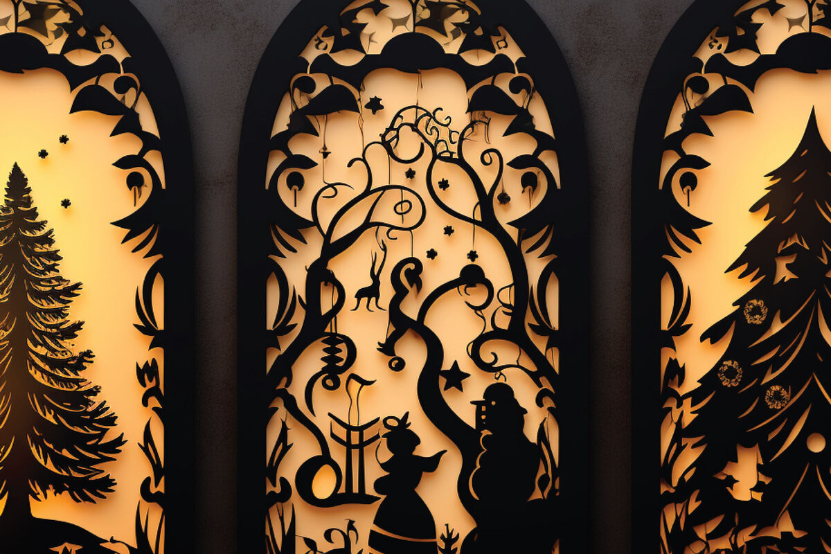 Intra απο ξύλο plywood  Χρώμα wenge 3mm-4mm πάχος - Πακέτο Χριστουγεννιάτικων Πόρτων Cricut Δίασταση 6x6 cm INTRAFABR-124548936