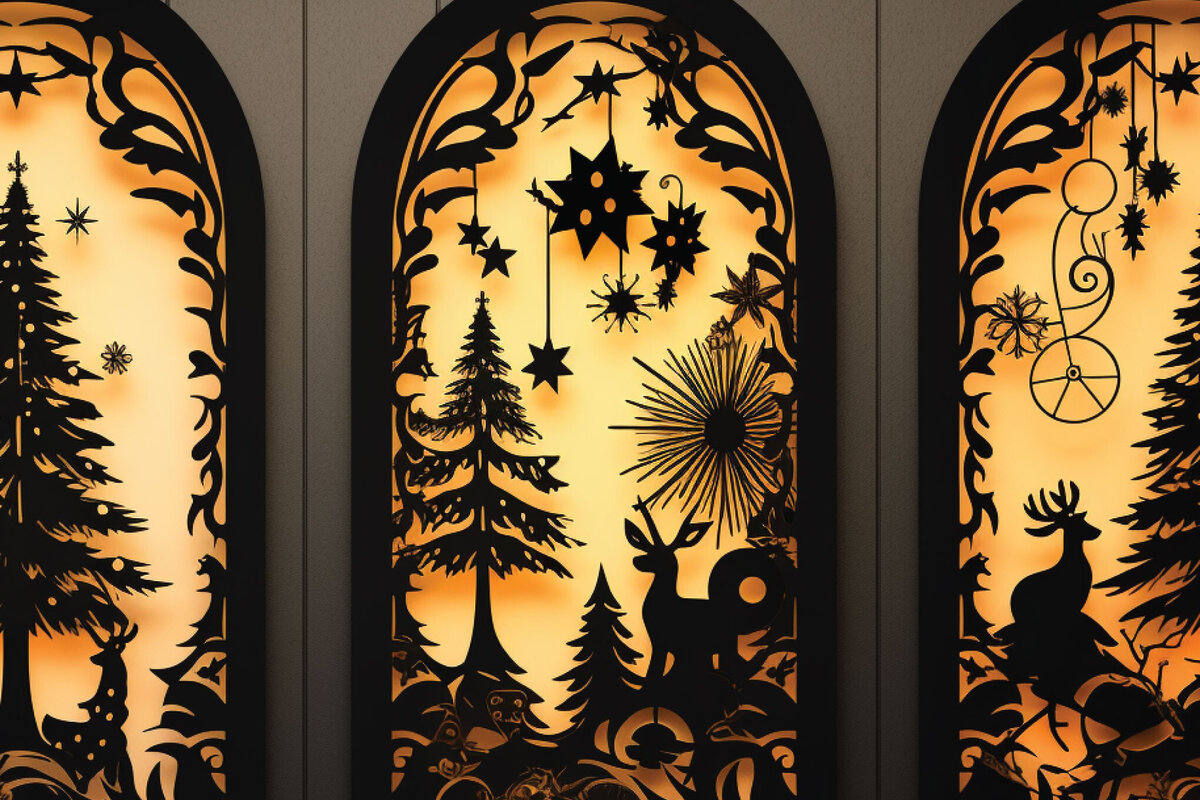 Intra απο ξύλο plywood  Χρώμα wenge 3mm-4mm πάχος - Πακέτο Χριστουγεννιάτικων Πόρτων Cricut Δίασταση 6x6 cm INTRAFABR-124549013