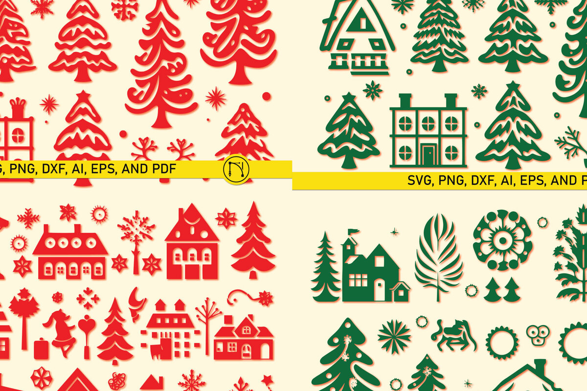 Intra απο ξύλο plywood  Χρώμα wenge 3mm-4mm πάχος - Πακέτο Cricut Christmas Element Δίασταση 4x4 cm INTRAFABR-8739551