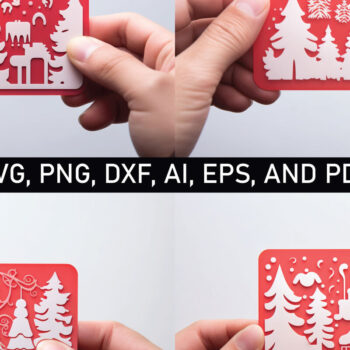 Intra απο ξύλο plywood  Χρώμα wenge 3mm-4mm πάχος - Πακέτο χριστουγεννιάτικων δώρων Cricut Δίασταση 15x15 cm INTRAFABR-119136706 - Image 2