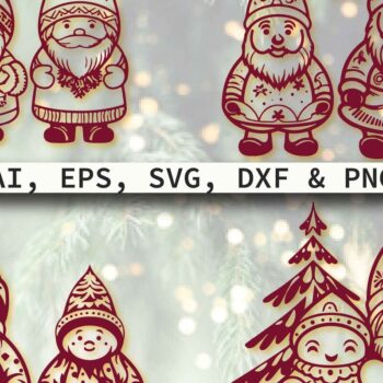 Intra απο ξύλο plywood 3mm-4mm πάχος - Πακέτο Cricut Christmas Gnome  Δίασταση 4x4 cm INTRAFABR-80916034 - Image 1