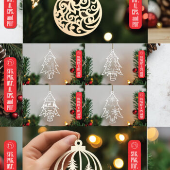 Intra απο ξύλο plywood Χρώμα wenge 3mm-4mm πάχος - Cricut Χριστουγεννιάτικο Στολίδι Πακέτο Δίασταση 6x6 cm INTRAFABR-27867635 - Image 1