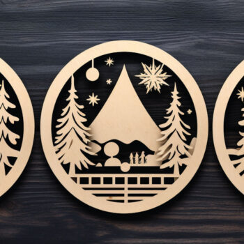 Intra απο ξύλο plywood Χρώμα wenge 3mm-4mm πάχος - Cricut Χριστουγεννιάτικη Σκηνή Στολίδι Bund Δίασταση 4x4 cm INTRAFABR-36870300 - Image 1