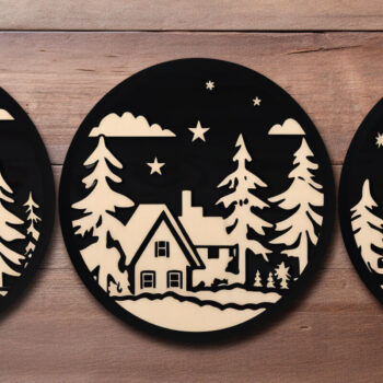 Intra απο ξύλο plywood  Χρώμα wenge 3mm-4mm πάχος - Cricut Χριστουγεννιάτικη Σκηνή Στολίδι Bund Δίασταση 4x4 cm INTRAFABR-112131533 - Image 1