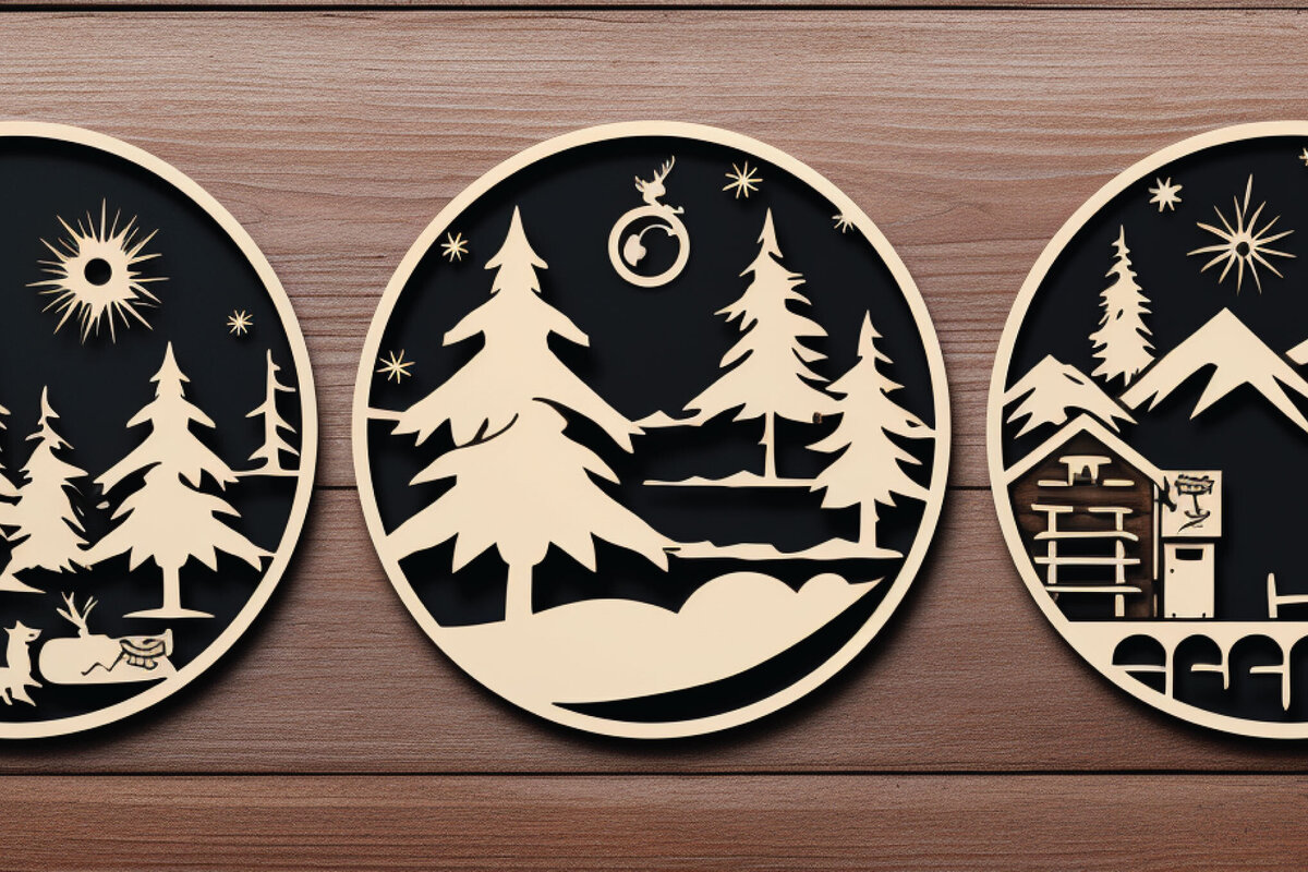 Intra απο ξύλο plywood  Χρώμα wenge 3mm-4mm πάχος - Cricut Χριστουγεννιάτικη Σκηνή Στολίδι Bund Δίασταση 4x4 cm INTRAFABR-104774051