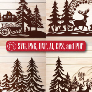 Intra απο ξύλο plywood  Χρώμα wenge 3mm-4mm πάχος - Πακέτο Χριστουγεννιάτικου Scene Cricut Δίασταση 4x4 cm INTRAFABR-104778294