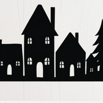 Intra απο ξύλο plywood  Χρώμα wenge 3mm-4mm πάχος - Cricut Christmas Village Cut Δίασταση 4x4 cm INTRAFABR-120536128 - Image 1