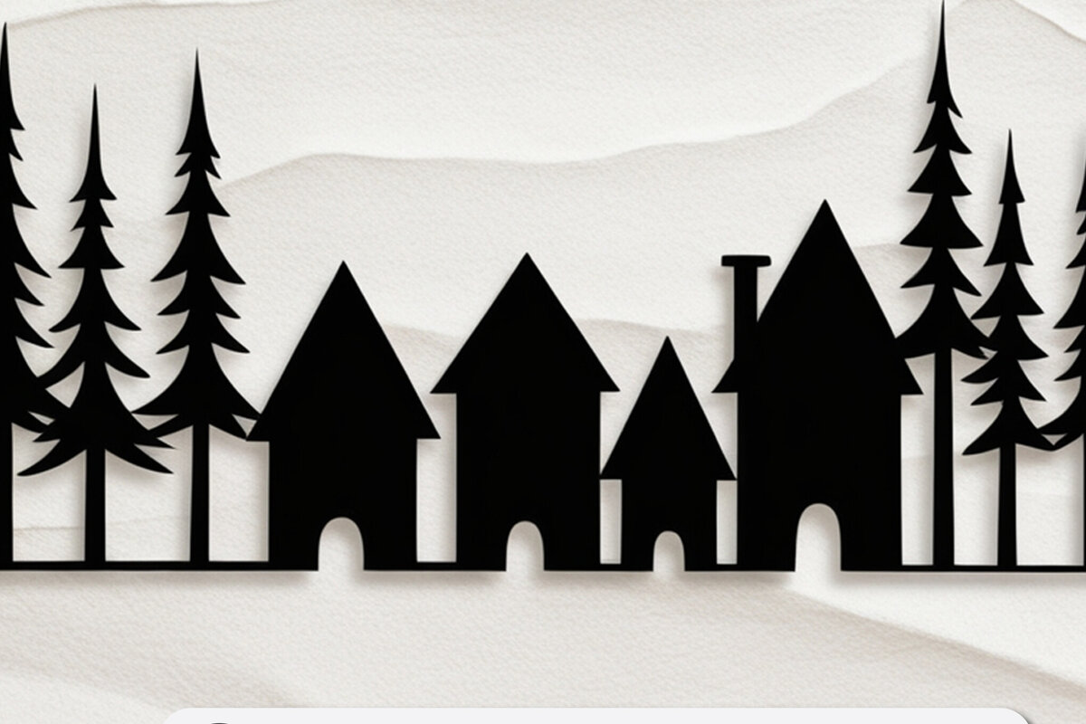 Intra απο ξύλο plywood  Χρώμα wenge 3mm-4mm πάχος - Cricut Christmas Village Cut Δίασταση 4x4 cm INTRAFABR-120536167