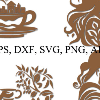 Intra απο ξύλο plywood  Χρώμα wenge 3mm-4mm πάχος - Cricut Coffee Cut File Bundle Δίασταση 4x4 cm INTRAFABR-106333509 - Image 1