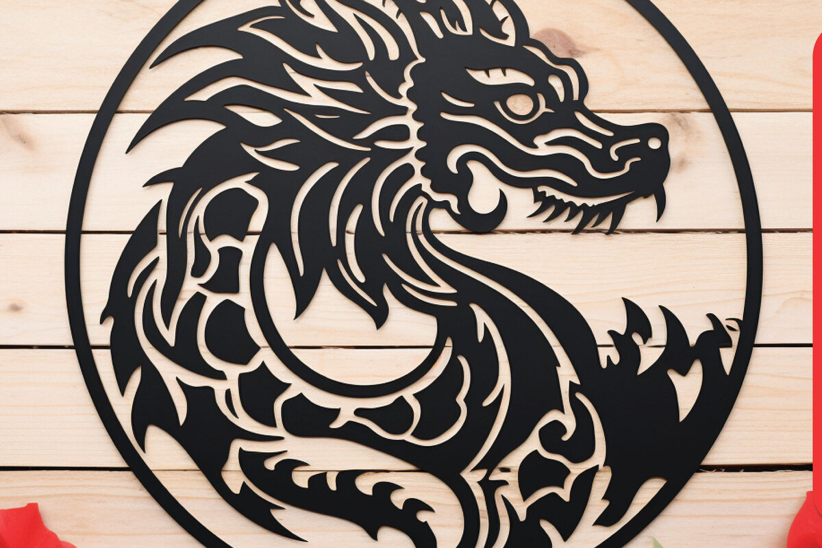Intra απο ξύλο plywood  Χρώμα wenge 3mm-4mm πάχος - Cricut Dragon Papercut Decor Δίασταση 30x20 cm INTRAFABR-7874291