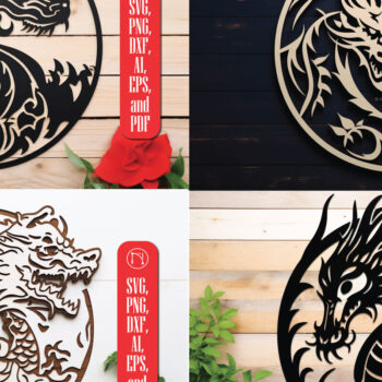 Intra απο ξύλο plywood 3mm-4mm πάχος - Πακέτο Cricut Dragon Papercut Decor  Δίασταση 30x20 cm INTRAFABR-89858767 - Image 1